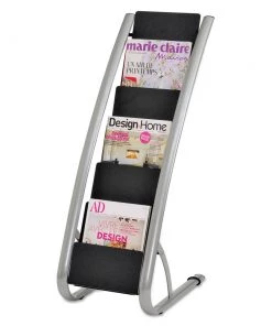 Alba DDEXPO6 13.33 In. X 19.67 In. X 36.67 In. 6 Pocket Literature Floor Rack - Silver Gray/Black