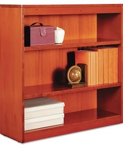 Alera ALEBCS33636MC 3-Shelf 35-5/8 In. X 11-3/4 In. X 36 In. Square Corner Bookcase - Medium Cherry