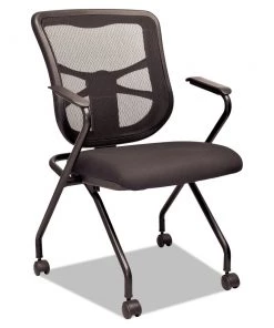 Alera ALEEL4914 Elusion Padded Mesh Nesting Chair - Black (2/Carton)