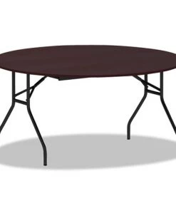 Alera ALEFT7260DMY Round Wood 59 In. X 29-1/8 In. Folding Table - Mahogany