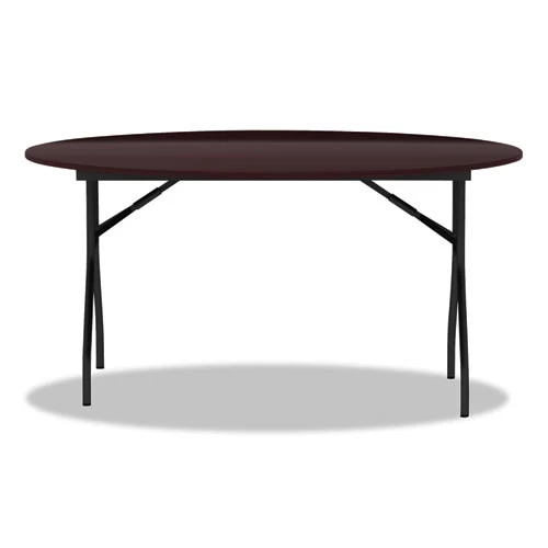 Alera ALEFT7260DMY Round Wood 59 In. X 29-1/8 In. Folding Table - Mahogany - Image 2