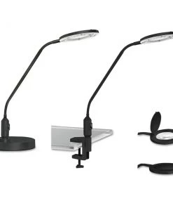 Alera ALELEDM765B 6.88 In. X 16.63 In. X 16.75 In. Clamp-On 3 Diopter LED Desktop Magnifier - Black