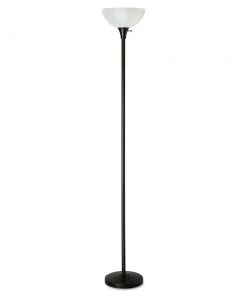 Alera ALELMPF72B 11.25 In. X 11.25 In. X 71 In. Translucent Plastic Shade Floor Lamp - Matte Black