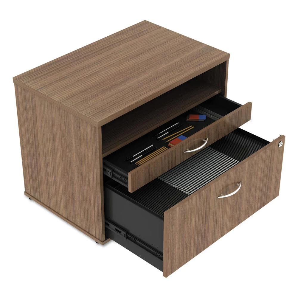 Alera ALELS583020WA Open Office Series Low 29.5 In. X19.13 In. X 22.88 In. File Cabinet Credenza - Walnut - Image 3