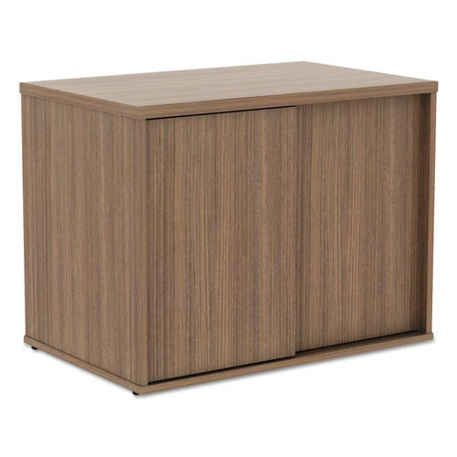 Alera ALELS593020WA Open Office Low Storage 29-1/2 In. X 19-1/8 In. X 22-7/8 In. Credenza Cabinet - Walnut - Image 3