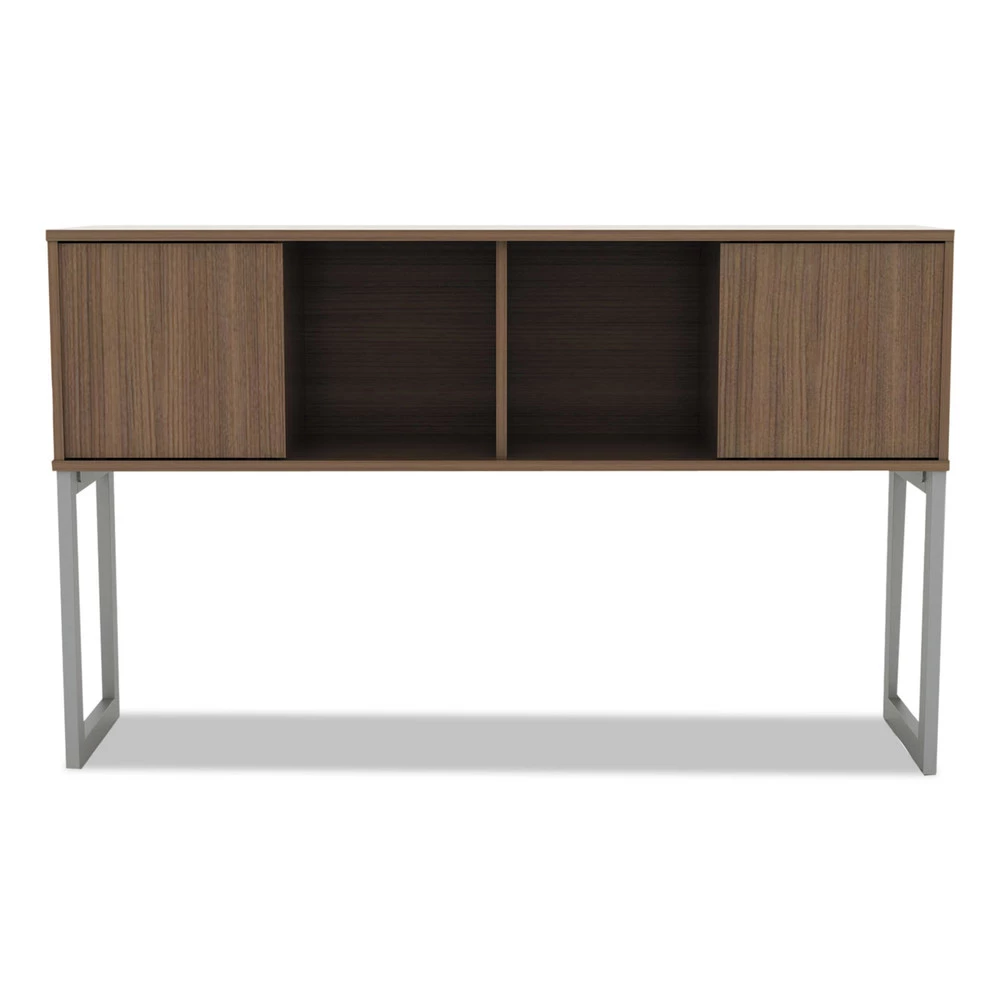 Alera ALELSHH60WA Open Office Desk Series 59 In. X 15 In. X 36.38 In. Hutch - Modern Walnut - Image 3