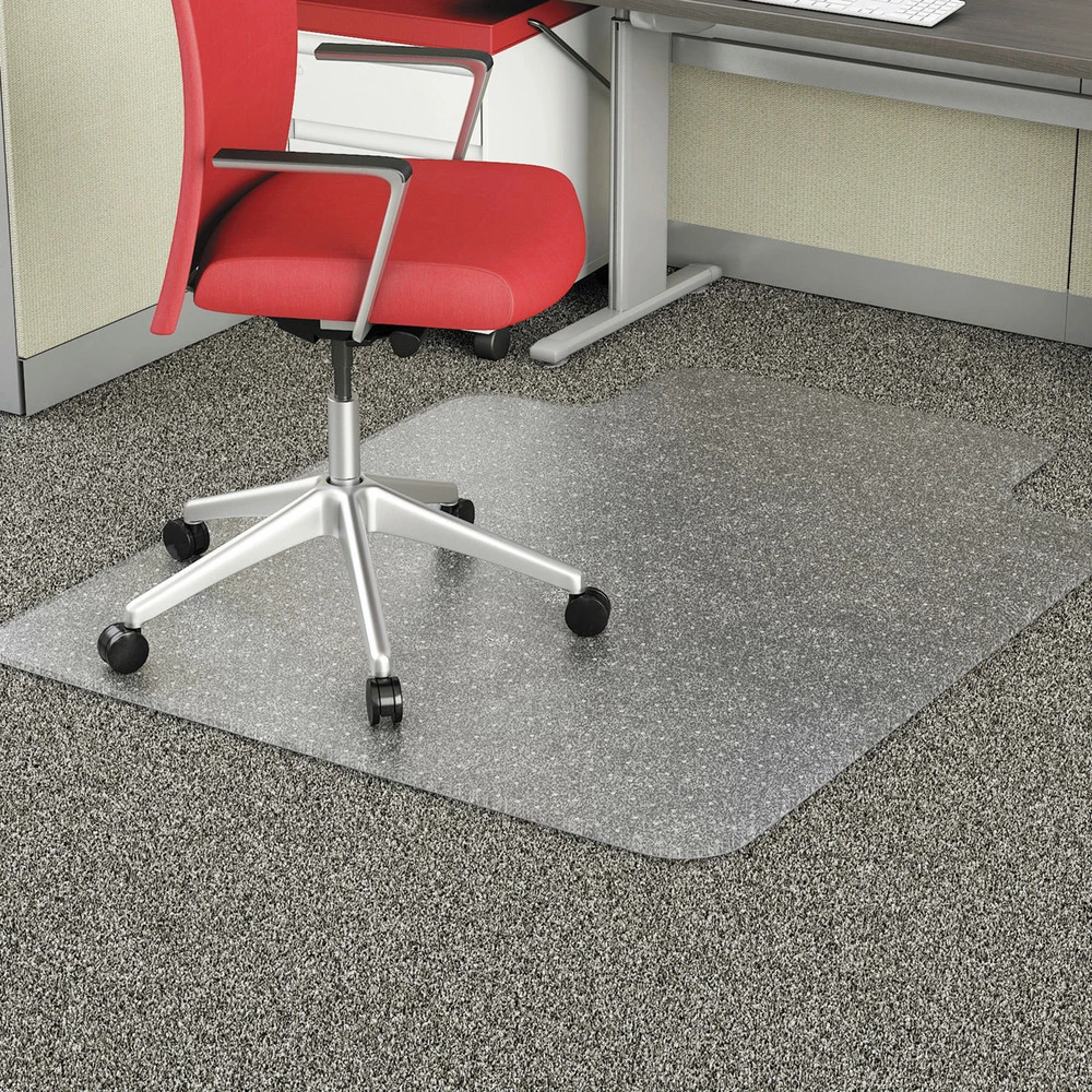 Alera CM1J232ALEPL Occasional Use 45 In. X 53 In. Wide Lip Studded Chair Mat For Flat Pile Carpet - Clear - Image 6