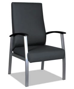 Alera ALEML2419 Silver Base Metalounge Series High-Back Guest Chair - Black