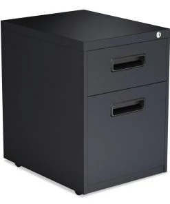 Alera ALEPABFCH Two-Drawer 14.96 In. X 19.29 In. X 21.65 In. Metal Pedestal File Cabinet - Charcoal