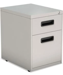 Alera ALEPABFLG Two-Drawer 14.96 In. X 19.29 In. X 21.65 In. Metal Pedestal File Cabinet - Light Gray