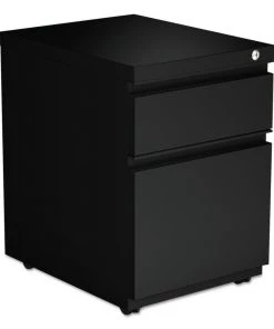 Alera ALEPBBFBL 14.96 In. X 19.29 In. X 21.65 In. Two-Drawer Metal Pedestal Box File With Full-length Pull - Black