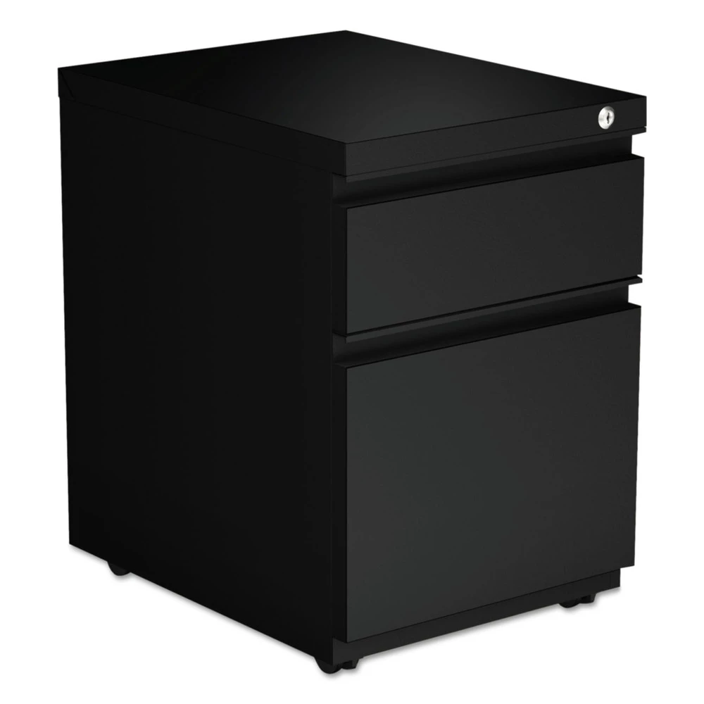 Alera ALEPBBFBL 14.96 In. X 19.29 In. X 21.65 In. Two-Drawer Metal Pedestal Box File With Full-length Pull - Black