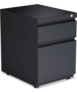 Alera ALEPBBFCH 2-Drawer 14.96 In. X 19.29 In. X 21.65 In. Metal Pedestal Box File Cabinet With Full Length Pull - Charcoal