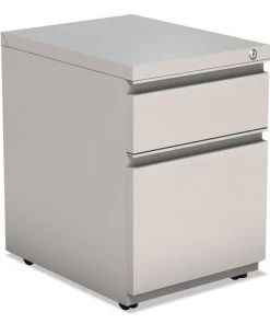 Alera ALEPBBFLG 14.96 In. X 19.29 In. X 21.65 In. 2-Drawer Metal Pedestal Box File With Full Length Pull - Light Gray