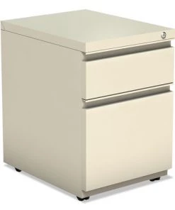Alera ALEPBBFPY 14.96 In. X 19.29 In. X 21.65 In. 2-Drawer Metal Pedestal Box File With Full-Length Pull - Putty