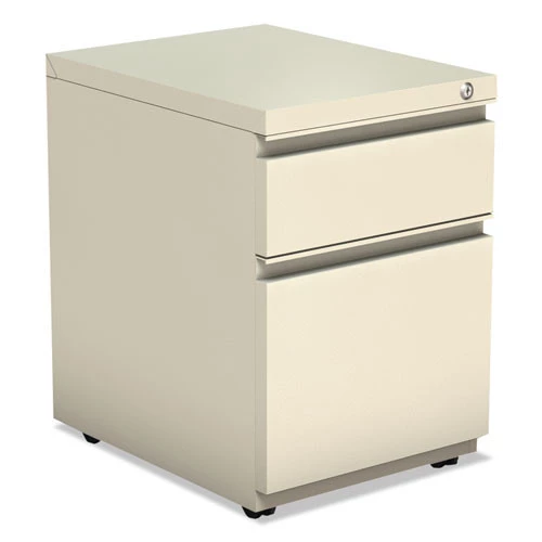 Alera ALEPBBFPY 14.96 In. X 19.29 In. X 21.65 In. 2-Drawer Metal Pedestal Box File With Full-Length Pull - Putty