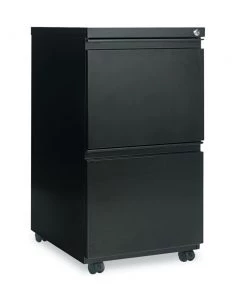 Alera ALEPBFFBL Two-Drawer Metal Pedestal File With Full-Length Pull, 14 7/8w X 19 1/8d, Black