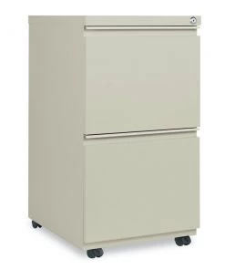 Alera ALEPBFFPY Two-Drawer With Full-Length Pull 14-7/8 In. X 19-1/8 In. X 27-3/4 In. Metal Pedestal File Cabinet - Putty