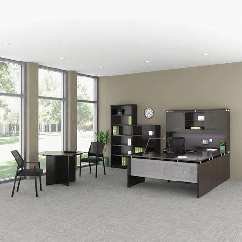 Alera ALESE266615ES 66 In. X 15 In. X 42.5 In. Sedina Series Hutch With Sliding Doors - Espresso - Image 2