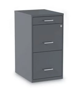 Alera 2806768 14 In. X 18 In. X 26.9 In. 3 Drawers: File/File Soho Vertical File Cabinet - Letter, Charcoal