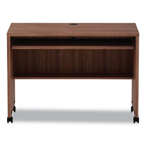 Alera ALEVA204224WA Valencia Series 41.38 In. X 23.63 In. X 30 In. Mobile Workstation Desk - Modern Walnut - Image 2