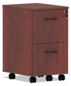 Alera ALEVA582816MC Valencia Series Two-Drawer Mobile File/File Pedestal - Medium Cherry
