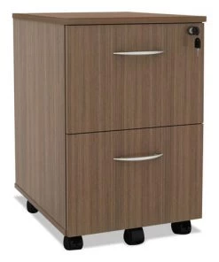 Alera VA582816WA Valencia Series Two-Drawer Mobile File/File Pedestal - Modern Walnut