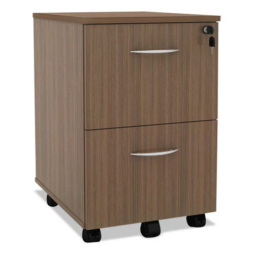 Alera VA582816WA Valencia Series Two-Drawer Mobile File/File Pedestal - Modern Walnut