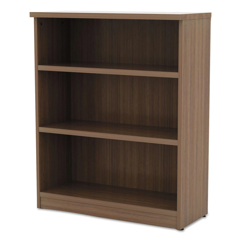 Alera ALEVA634432WA Valencia Series 31-3/4 In. X 14 In. X 39-3/8 In. Three-Shelf Bookcase - Modern Walnut - Image 3