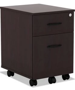 Alera ALEVABFMY Valencia Series 15.88 In. X 19.13 In. X 22.88 In. Mobile Box Mobile Pedestal Box File Cabinet - Mahogany