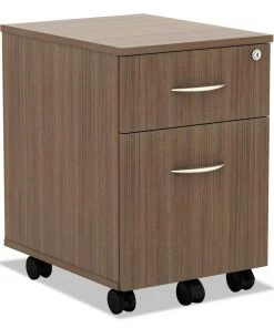 Alera ALEVABFWA Valencia Series 15.88 In. X 19.13 In. X 22.88 In. Mobile Box Mobile Pedestal Box File Cabinet - Walnut
