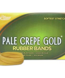 Alliance 20325 0.04 In. Gauge, Pale Crepe Gold Rubber Bands - Size 32, Crepe (1100-Piece/Box)