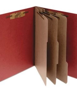 ACCO A7015038 3 Dividers Pressboard Classification Folders - Letter, Earth Red (10/Box)