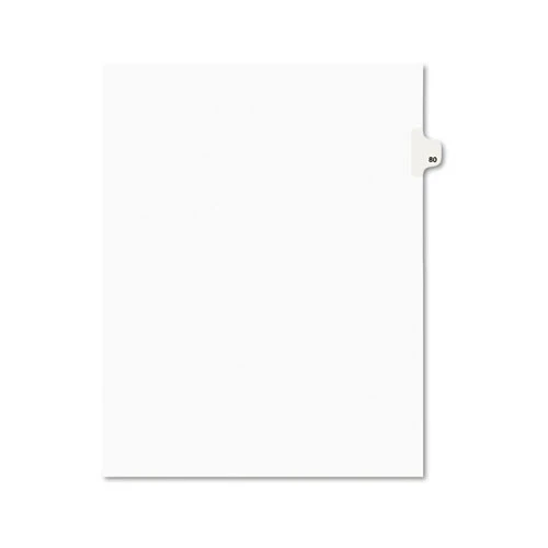 Avery 01080 Preprinted Legal Exhibit 10-Tab '80-ft Label 11 In. X 8.5 In. Side Tab Index Dividers - White (25-Piece/Pack)