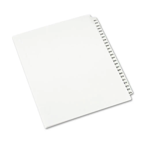 Avery 01340 11 In. X 8.5 In. 25 Tab Numbers 251 - 275 Legal Exhibit Side Tab Index Divider Set - White (1-Set) - Image 2