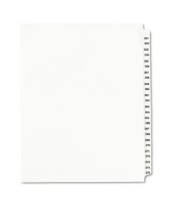 Avery 01344 11 In. X 8.5 In. 25 Tab Numbers 351 - 375 Legal Exhibit Side Tab Index Divider Set - White (1-Set)