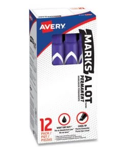 Avery 08884 Marks-A-Lot Chisel Tip Desk Style Permanent Marker Set - Extra Large, Purple (12-Piece)