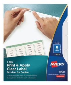 Avery 11421 5-Tab Print And Apply Letter Index Maker Label Dividers - Clear (5 Sets/Pack)