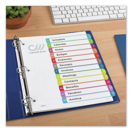 Avery 11843 1 - 12 Tab Customizable TOC Ready Index Divider Set - Multicolor (1 Set) - Image 4