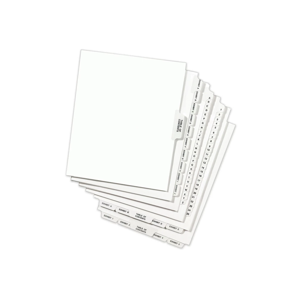 Avery 12399 Avery-Style Exhibit Z, Letter Preprinted Legal Bottom Tab Dividers - White (25-Piece/Pack) - Image 2