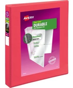 Avery 17293 1 In. Capacity 11 In. X 8.5 In. 3 Ring Durable View Binder With DuraHinge And Slant Rings - Coral