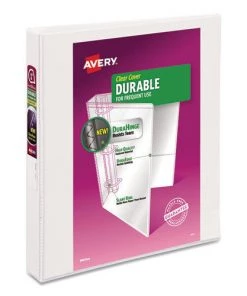 Avery 17575 Durable View Binder With Durahinge And Slant Rings, 3 Rings, 1-in Capacity, 11 X 8.5, White, 4/pack