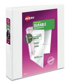 Avery 17576 11 In. X 8.5 In. DuraHinge 3 Ring 1.5 In. Capacity Durable View Binders - White (4/Pack)