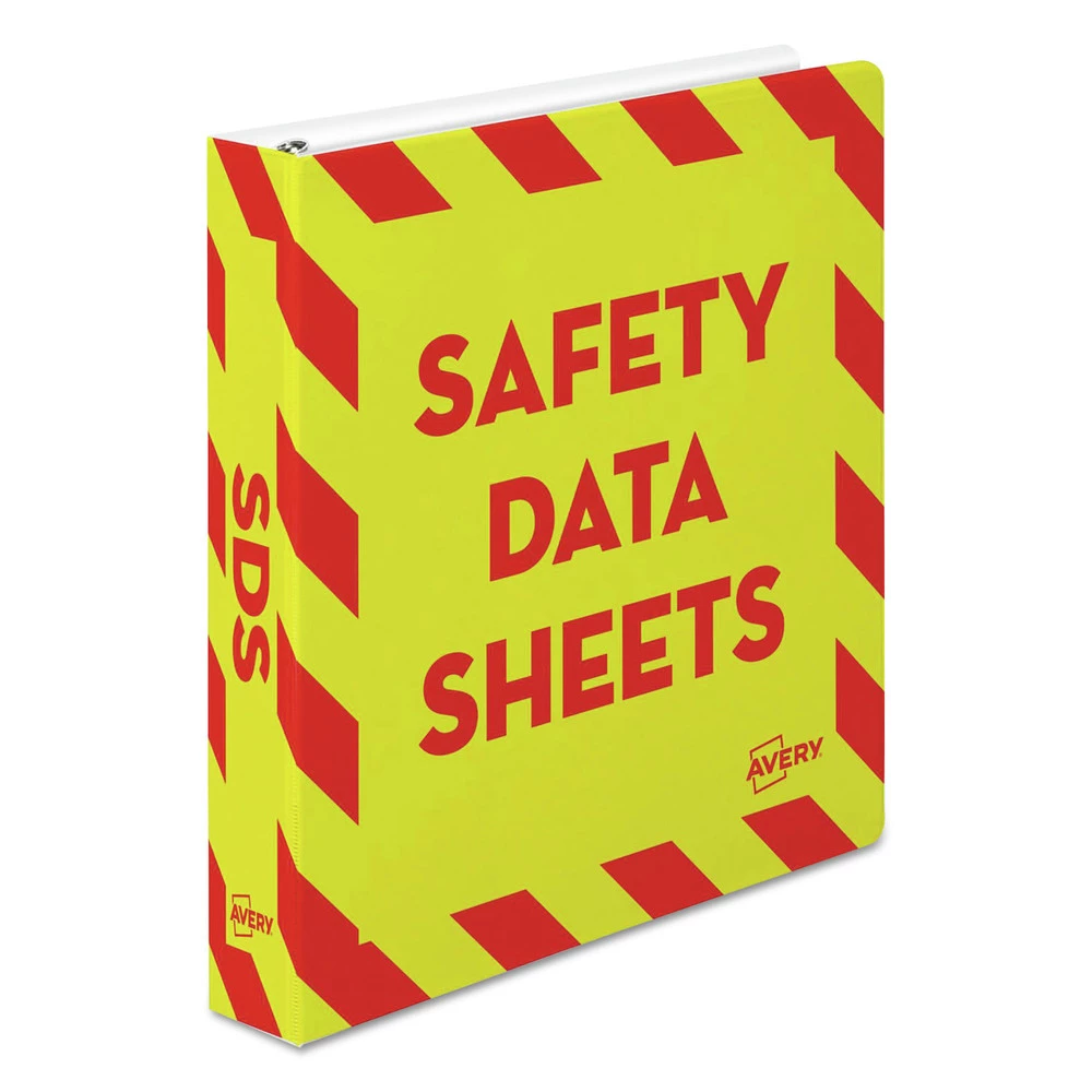 Avery 18950 Heavy-Duty 11 In. X 8.5 In. 3 Ring 1.5 In. Capacity Preprinted Safety Data Sheet Binder - Yellow/Red