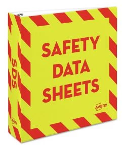 Avery 18951 Heavy-Duty 11 In. X 8.5 In. 3 Ring 2 In. Capacity Preprinted Safety Data Sheet Binder - Yellow/Red