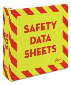Avery 18952 Heavy-Duty 11 In. X 8.5 In. 3 Ring 3 In. Capacity Preprinted Safety Data Sheet Binder - Yellow/Red