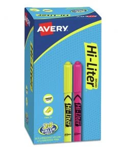 Avery 29861 HI-LITER Pen-Style Chisel Tip Highlighters - Assorted Colors (24/Pack)