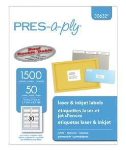 PRES-a-ply 30632 0.66 In. X 3.44 In. Labels - White (50-Sheet/Box 30-Piece/Sheet)
