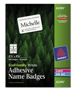 Avery 42395 EcoFriendly 3.38 In. X 2.33 In. Adhesive Name Badge Labels - White (160/Pack)