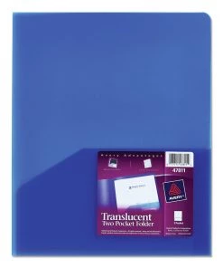 Avery 47811 Two-Pocket 20 Sheet Capacity Plastic Folder - Translucent Blue